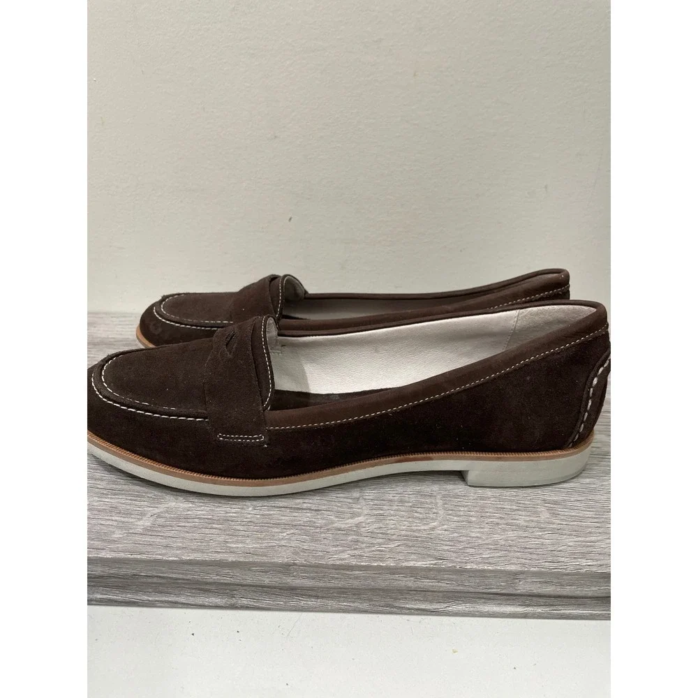 Tehama Resort Wear Womens Brown Suede Penny Loafers Size 8.5 M Made‎ in Brazil